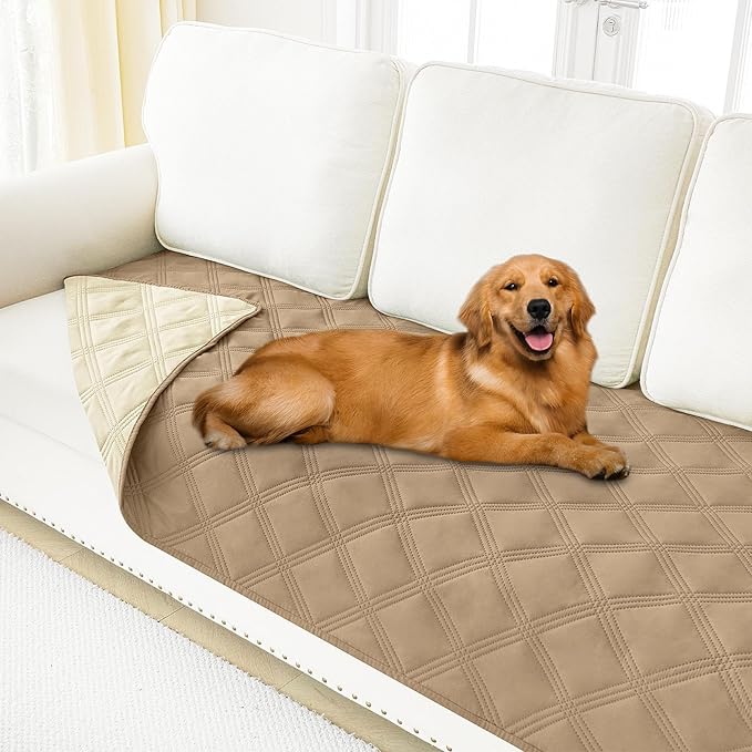 Smiry Waterproof Dog Bed Cover, Reversible Pet Blanket for Sofa Couch | Soft Washable Dog Blanket, Leakproof Couch Cover for Dogs Cats & Furniture Protection, 40x80, Camel/Beige