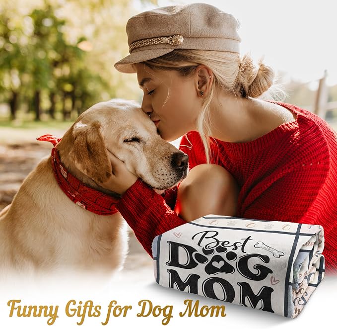 Dog Mom Gifts for Women – Best Mom Ever Blanket for Dog Lovers | Funny Canine-Inspired Throw for Women, Cozy Present for Dog Owners on Birthday, Christmas, or Mother’s Day – 80" x 60"