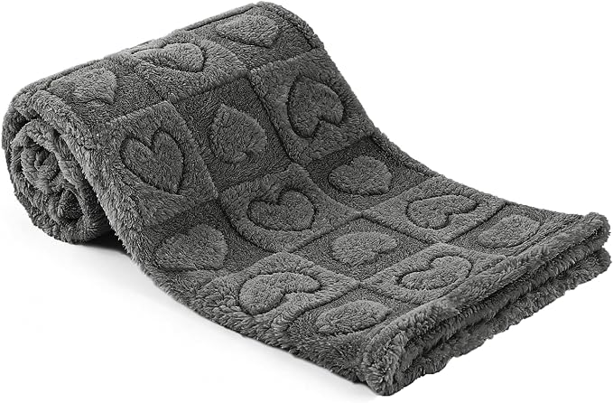 gogobunny Large Pet Blanket for Dogs Cats, Ultra Soft 300GSM Coral Fleece Washable Furniture Protector for Couch Bed Car Seat, Calming Crate Mat Blanket for Large Breeds, Grey, 60x80IN
