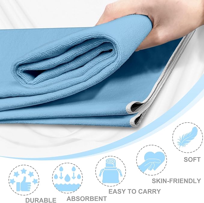 Yoga Towel,Ultra-Absorbent Yoga Mat Towel for Hot Yoga Towel Non Slip,Featuring Ultra-Stylish Prints,Ideal for Workouts,Hot Yoga, Bikram,Pilates Equipment,72 x 27 in, Blue