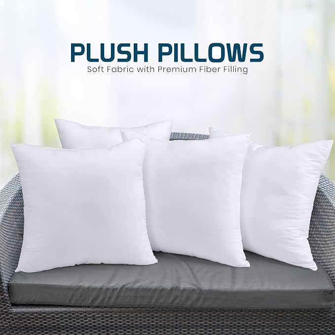 Utopia Bedding Throw Pillows, Decorative 24 Pillow Inserts, Set of 4 | Down alternative pillow insert with plush fluffy fill for beds sofas couches and chairs. Suitable for indoor outdoor use.