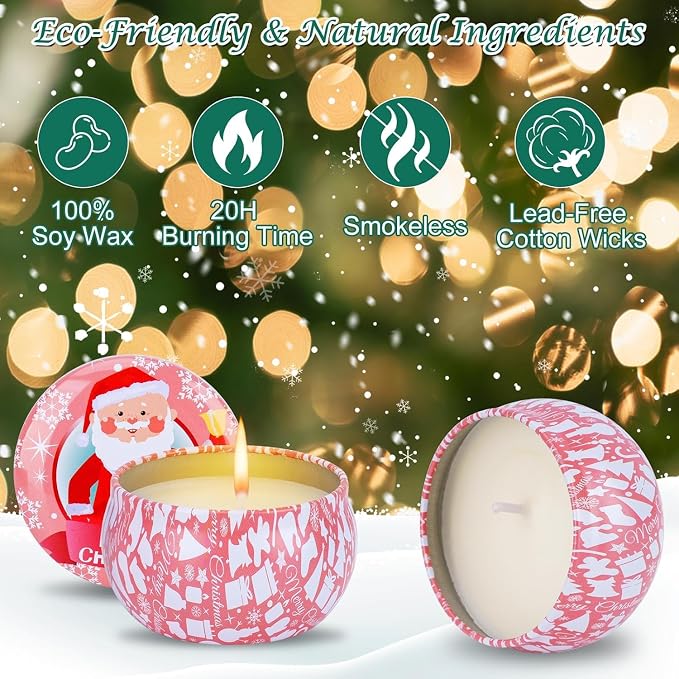 12 Pack Christmas Scented Candles with Natural Soy Wax, Long Lasting Aromatherapy Soy Candles for Home Scented, Christmas Candles Gift Set for Women & Men