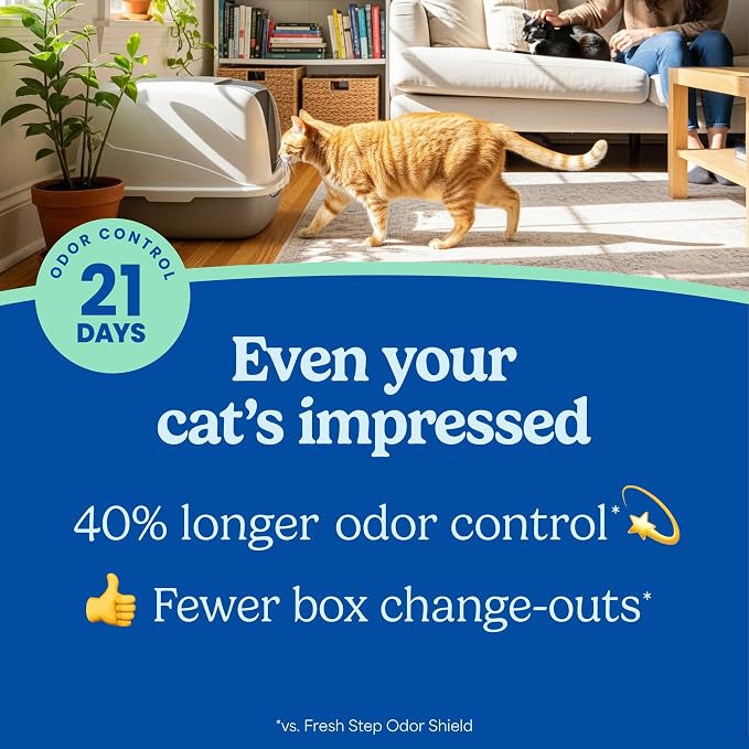 Fresh Step Advanced Ever Fresh Multi Cat Clumping Cat Litter, 16 lb., 2 Pk | Ultra Absorbent to Last Longer, Scented with Febreze Freshness, Lowest Dust Formula, Compatible with Most Auto Litter Boxes