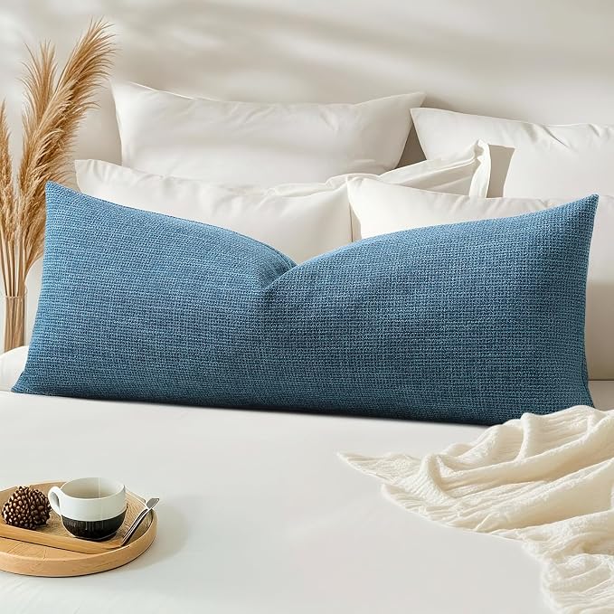 OTOSTAR Linen Throw Pillow Cover Set of 1 Decorative Long Lumbar Pillowcase Rectangle Cushion Cover 14x36 Inch for Home Decor Sofa Bedroom Car 35 x 90CM Dark Blue