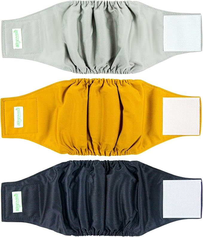Wegreeco Washable Male Dog Belly Wrap - Pack of 3 - (Gold,Black,Grey,Large)