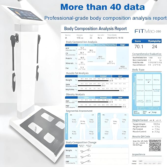 Weight Loss Analysis Machine Touch Bioimpedance Analysis Machine, Smart Body Composition Health Assessment Body Scanner, Height Body Fat Analyzer