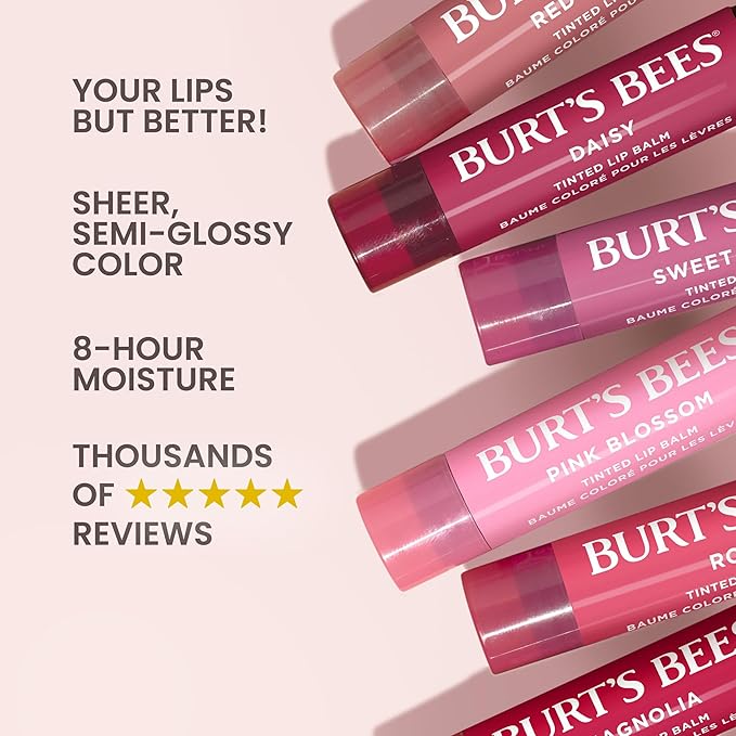 Burt's Bees Lip Tint Balm with Long Lasting 2 in 1 Duo Tinted Balm Formula, Color Infused with Deeply Hydrating Shea Butter for a Natural Looking Buildable Finish, Soft Hibiscus (2-Pack)