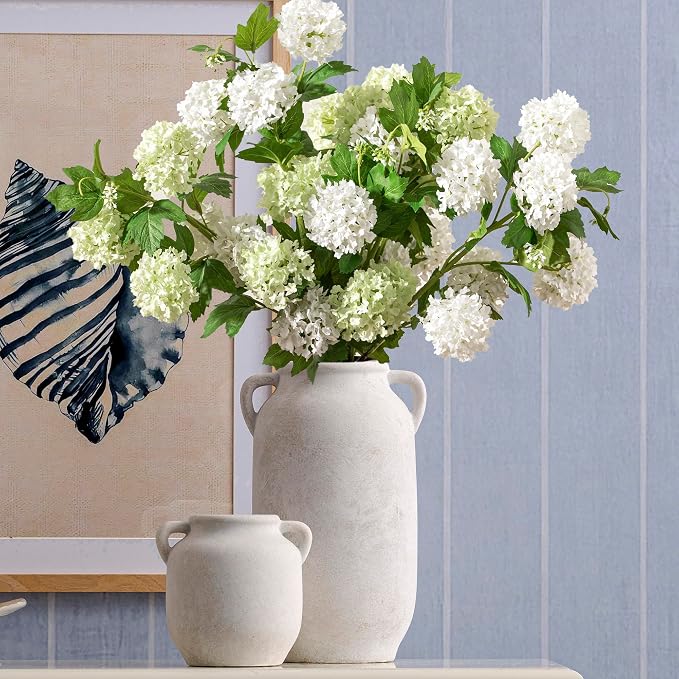 Vanselia Ceramic Flower Vase Home Table Decor Living Room Farmhouse 12 in | Large Tall White Rustic Decorative Flowers Vases Plant Modern Decoration for Kitchen Shelf Coffee Dining Centerpieces Desk
