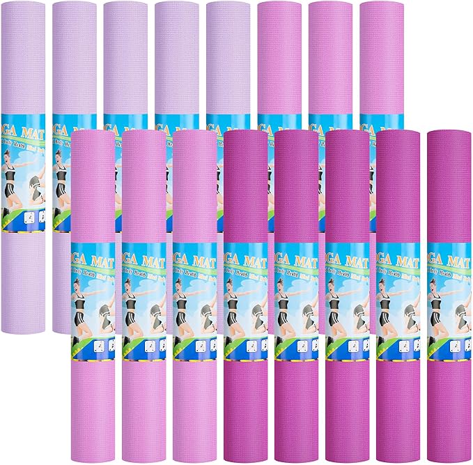 3 mm Thin Yoga Mats Bulk, Lightweight PVC Exercise Mats Non Slip Workout Fitness Pads for Yoga Pilates Stretching Classes Gym Home Studio, Easy to Clean