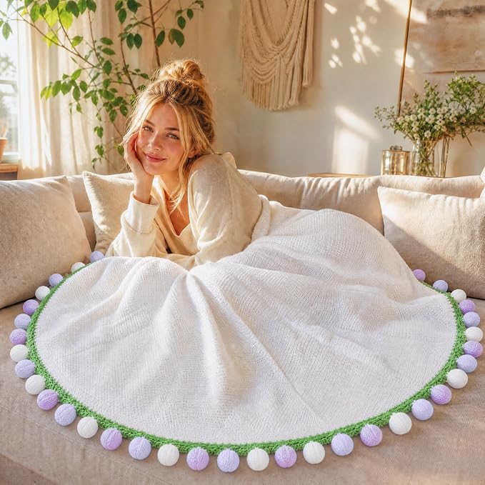 Ivydale Crochet Flower Bouquet Throw Blanket