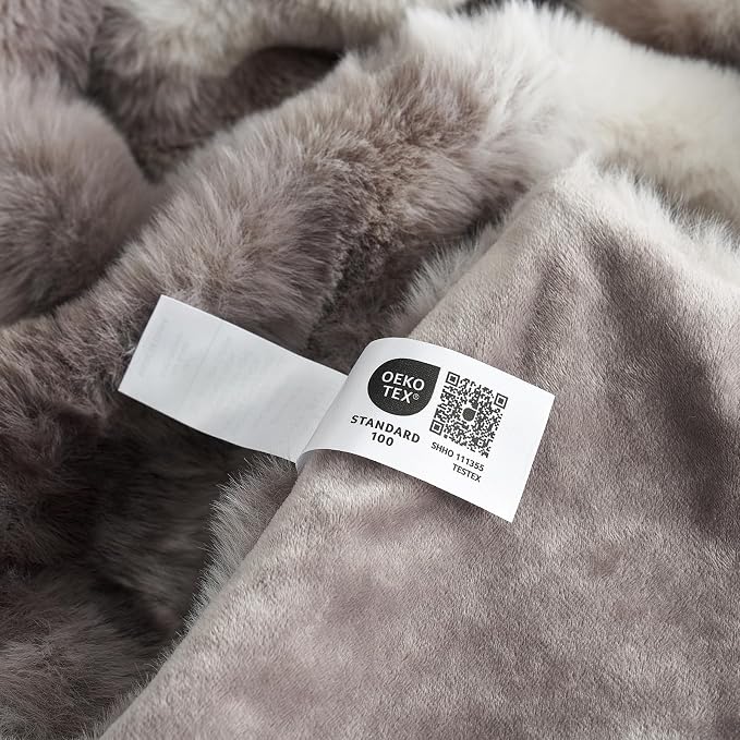 Cozy Bliss Faux Fur Throw Blanket for Bed King Size, Fuzzy Soft Plush Thick Bubble Blanket for Sofa Bedroom Living Room, 90 * 90 Inches Tie Dye Taupe