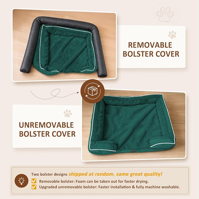 Comfort Expression Waterproof Orthopedic Dog Beds for Large Sized Dog | Supportive Egg Crate Foam Large Pet Bed with Removable Bolsters, Dog Couch with Washable Cover & Non-Slip Bottom, 38x25 Inch