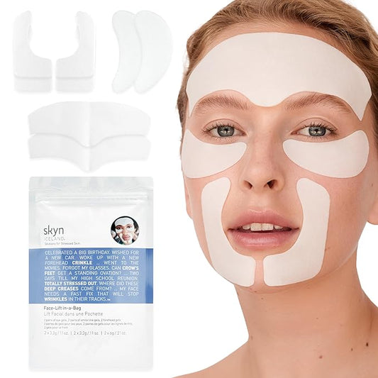 skyn ICELAND Facelift in-a-Bag, Firming Hydrogel Masks for Forehead, Smile Lines and Under Eyes. Cooling Gel Facial Patches with Peptides and Coenzyme Q10. Treatment for All Skin Types, Vegan, 6 Pcs.