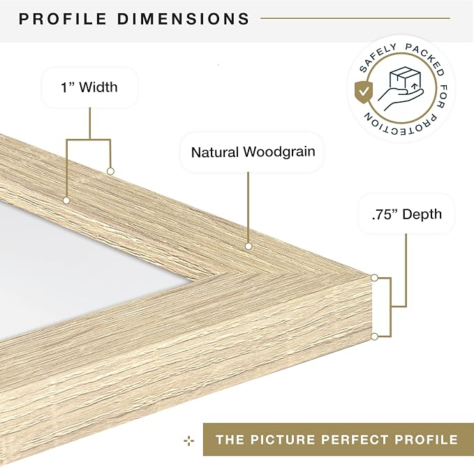 MCS Studio Gallery 19.75x27.5 Poster Frame Natural Woodgrain Engineered Wood, Vertical & Horizontal Wall Hanging Large Picture Frame for Photos, Posters & Art Prints (1-Pack)