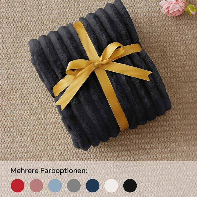 BEDELITE Ribbed Fleece Throw Blanket for Couch, Black, 50"x70" | Ultra-Soft Plush Fleece, Warm Yet Lightweight, Ribbed Texture, Home Decor, Machine Washable, Giftable, All-Season Use