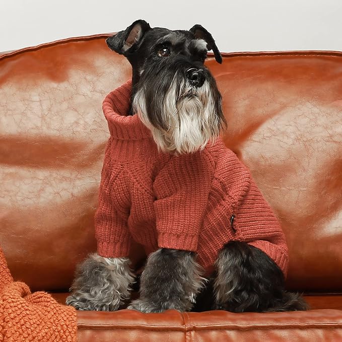 Fitwarm Thermal Knitted Dog Sweater Doggy Winter Coat Pet Clothes Doggie Turtleneck Jacket Puppy Outfits Cat Sweatsuit Red Medium