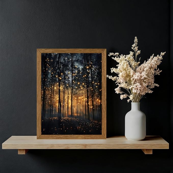 JLTULT Enchanted Forest Wall Art, Solid Wood-Framed Canvas, 8 x 10 Inches | Dark enchanted forest art on fade-resistant canvas with a ready-to-hang solid wood frame for bedrooms and living rooms