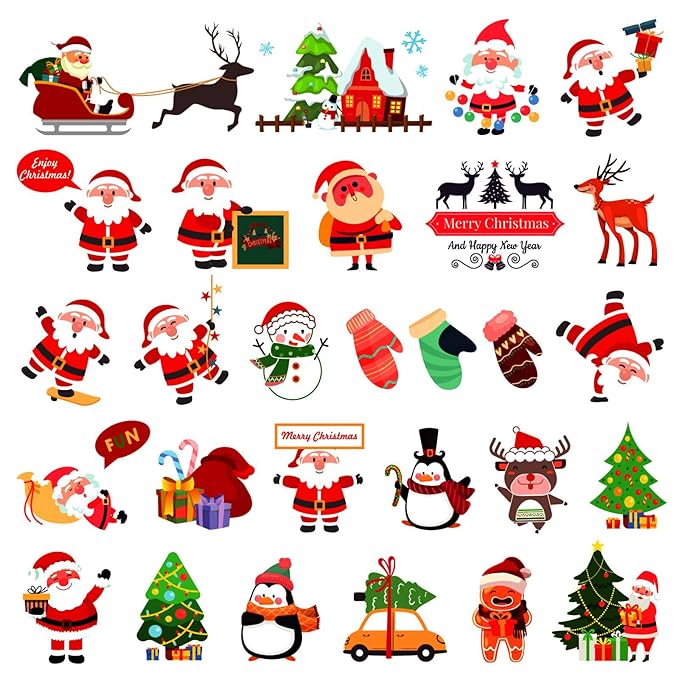 Christmas Temporary Tattoos for Kids Stocking Stuffers and Gifts - 240 Pieces Christmas Fake Tattoo stickers for Boys and Girls,Christmas Party Favor Xmas Holiday Decorations Supplies 16 Sheet