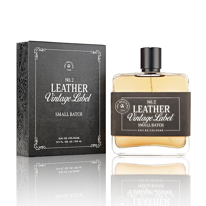 Tru Western Leather No. 2 Men’s Cologne Spray, Private Reserve, Small Batch, Sage, Grey Suede & White Woods Notes, 3.4 fl oz (100 ml)