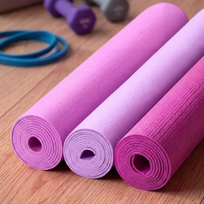 3 mm Thin Yoga Mats Bulk, Lightweight PVC Exercise Mats Non Slip Workout Fitness Pads for Yoga Pilates Stretching Classes Gym Home Studio, Easy to Clean