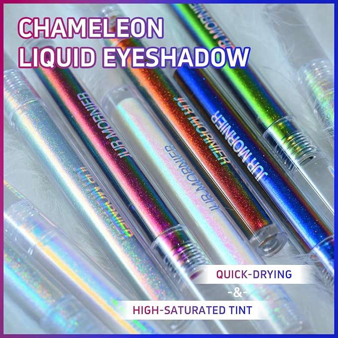 Multichrome Liquid Eyeshadow Set,3 Colors Multi-Dimensional Eye Liner Makeup,High Pigment Waterproof Metallic Eye Shadow,Ultre Fine Tip Glitter Eyeshadow (107+108+109)