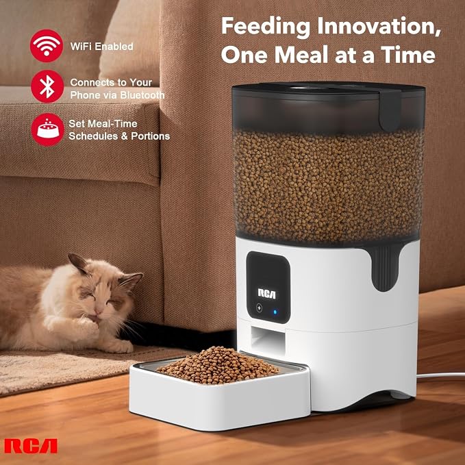 Automatic Cat Dog Feeder, Smart WiFi App 6L Food Dispenser, Portion Control | Alexa Google Voice Recorder, Timed Programmable Schedule, BPA Free Dishwasher Safe Steel Bowls, Dual Power Backup, Multi Pet