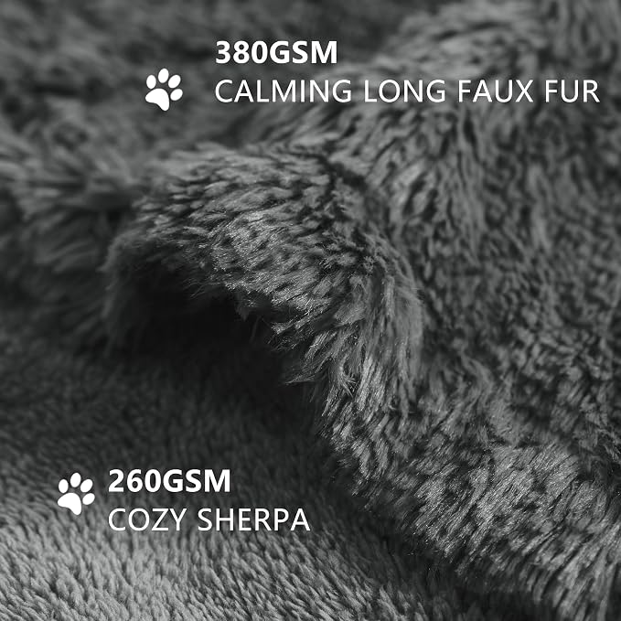 gogobunny Waterproof Dog Blanket for Couch & Furniture Protection - Super Soft Reversible Throw for Large Dogs & Cats, Calming Washable Fur & Sherpa Pet Blanket (50x60 Inch, Grey)