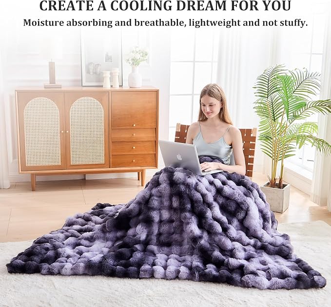Faux Fur Twin Blanket for Couch, 1000 GSM Cozy Fuzzy Fluffy Soft Plush Thick Bubble Sherpa Blanket for Sofa Bedroom Living Room, Mothers Day Birthday Gifts for Women Home Decor