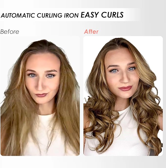 LA MAESII Automatic Rotating Curling Iron, Hair Curler with 3 Temps Fast Heating, 2-Way Rotating 1 Inch Curling Wand, Ceramic Coating, Ionic, Anti-Scald, Anti-Tangle, Dual Voltage Auto Shut-Off (Gray)