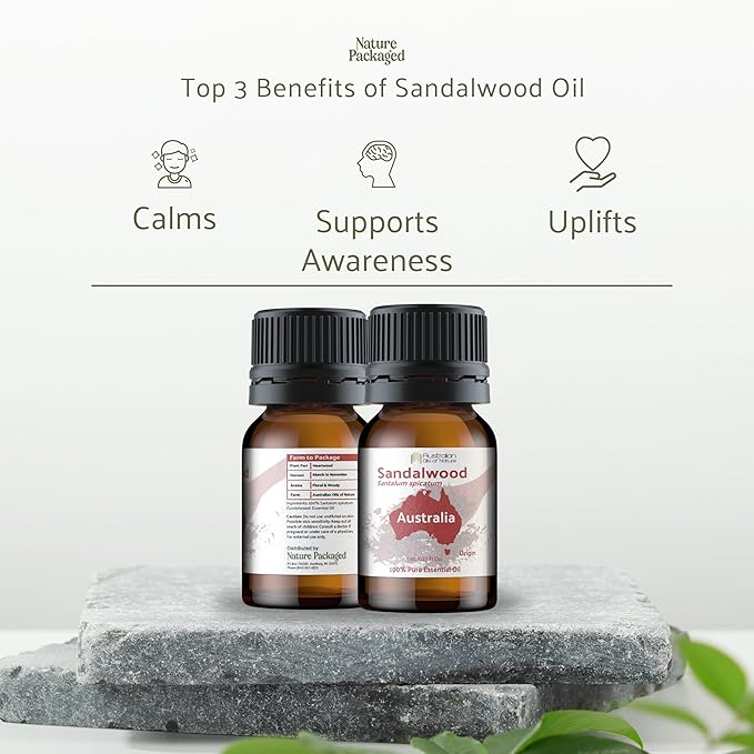 Sandalwood Essential Oil - Direct from Australian Oils of Nature - Steam Distilled - Aceite Esencial de Sándalo for Aromatherapy, Massage, Diffuser, DIY Candle and Soap Making - 5ml