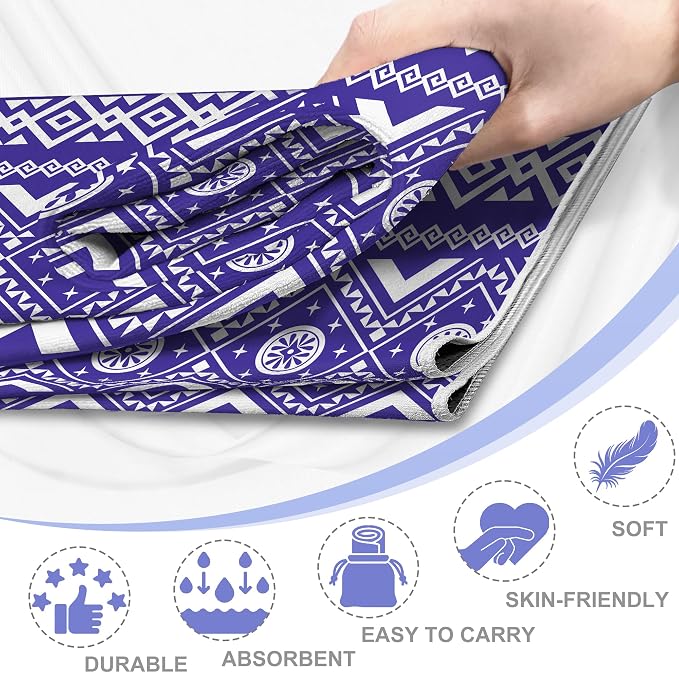 Yoga Towel,Absorbent Yoga Mat Towel for Hot Yoga Non Slip,Stylish Prints,Ideal for Workouts,Hot Yoga,Bikram,Pilates Equipment,72 x 27 in,Arranged Triangle Geometry