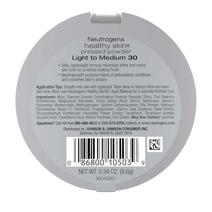 Neutrogena Healthy Skin Pressed Makeup Powder Compact with Antioxidants & Pro Vitamin B5, Evens Tone, Minimizes Shine & Conditions, Light to Medium 30.34 oz (Pack of 2)