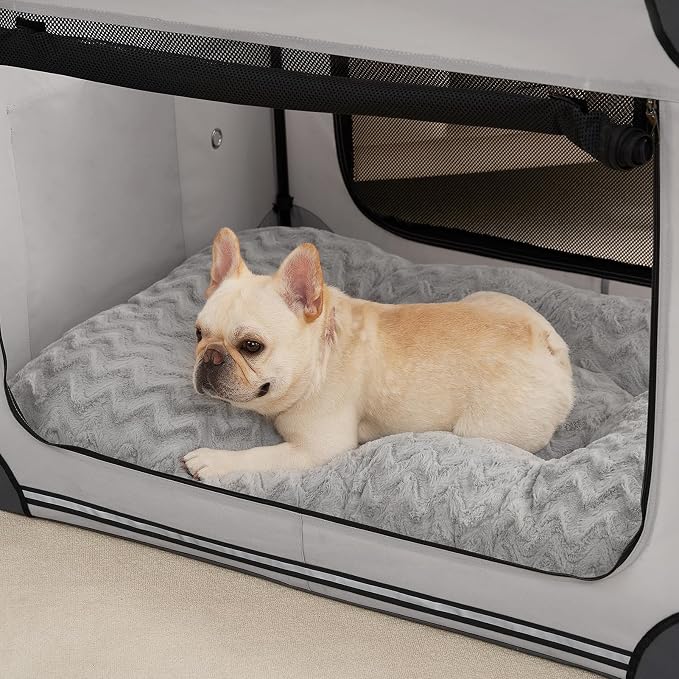 EHEYCIGA Washable Dog Beds for Small Dogs, 23x18 Inch Pet Bed, Grey | Plush and Comfy Kennel Pad, Soft Dog Crate Mat, Deluxe Sleeping Mattress for Puppy Up to 25 lbs