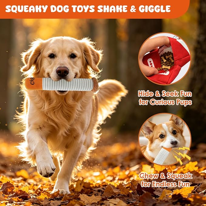 Wdmiya Funny Dog Toys for Small Medium Dogs, Squeaky Interactive Dog Toy | Hide and Seek Treat Hiding Burrow Toy, Plush Enrichment Toy, Birthday Gift and Photo Prop for Pet Lovers
