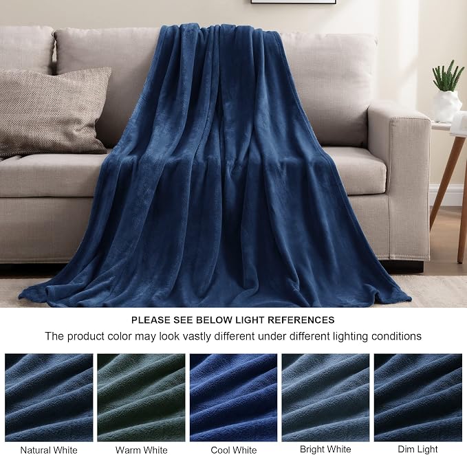 BEDELITE Fleece Blanket Soft Plush Queen Size Bed Blanket Navy 90"x90" | Ultra Soft Fleece, Plush Microfiber, Lightweight Warmth, All Season Comfort, Fade Resistant, Machine Washable,Perfect for Bed