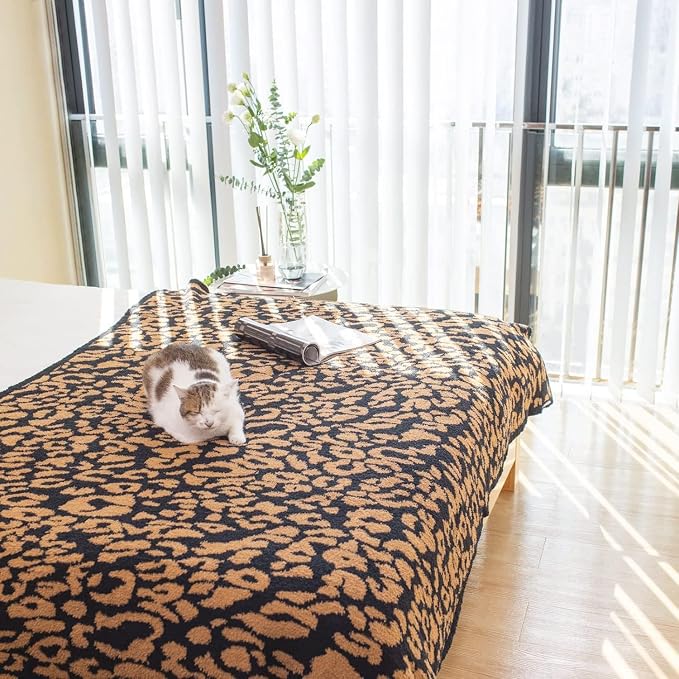 MH MYLUNE HOME Ultra Soft Leopard Throw Blanket Plush, Brown, 71"x78" | Reversible Cheetah Print Blanket, Comfy Fluffy Fuzzy Plush Blanket Throws for Couch Bed, Cozy Blankets for Women Gift