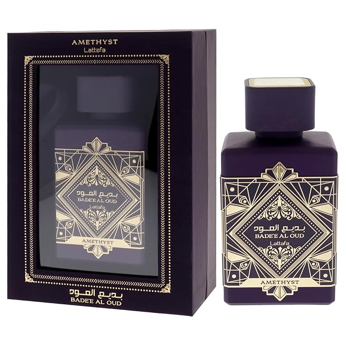 Lattafa Bade'e Al Oud Amethyst - Floral, Fruity, Amber, Oud - Eau de Parfum Long-Lasting Fragrance for Unisex, 3.40 Ounce / 100 ml