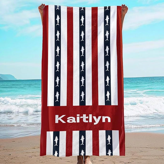 JML Custom Beach Towel with Name, Personalized Microfiber Beach Towel with Name, Large, Soft, Quick Dry & Absorbent for Swim, Pool,Adult,Summer Holiday,Vacation,Travel,Gift for Anniversary, Birthday