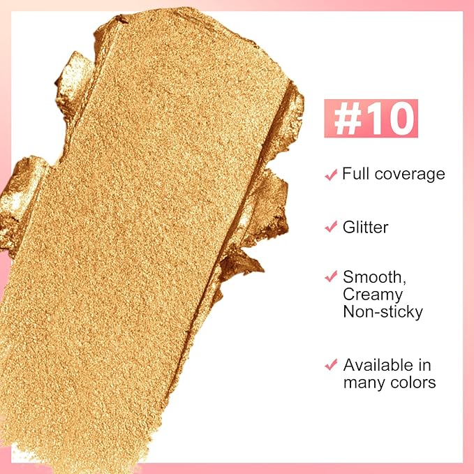 Boobeen Glitter Lipstick for Women Metallic Lip Stick Sparkling Shine Lip Makeup, Bold Smooth Lip Color High Pigment Long Lasting, Creamy Lipstick Full Coverage