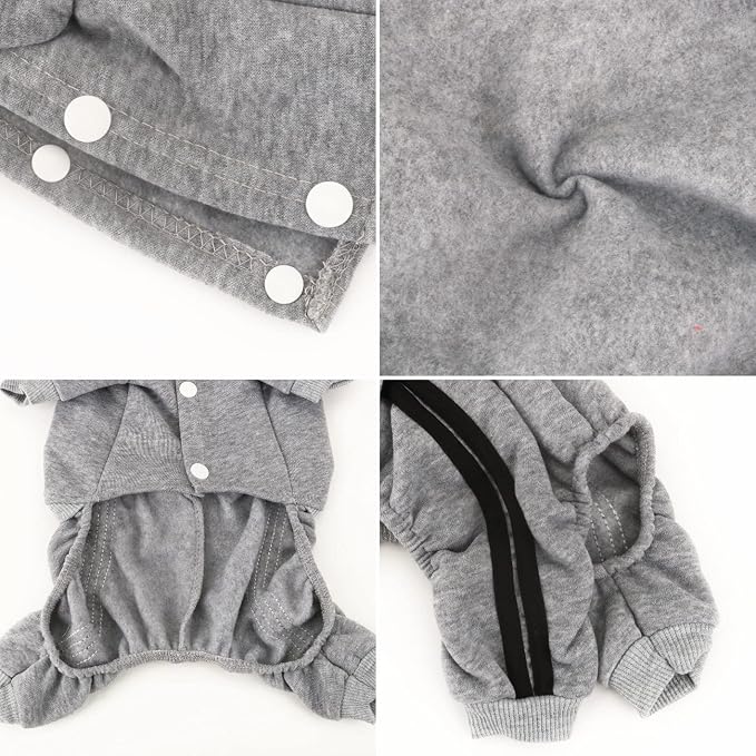 Dog Hoodie Security Clothes 4 Legs Jumpsuit Sweatshirt Hoodies Soft & Warm Dog Outfit Pullover Winter Clothes Dog Sweater for Small Medium Large Dogs Cats (Gray, Large)