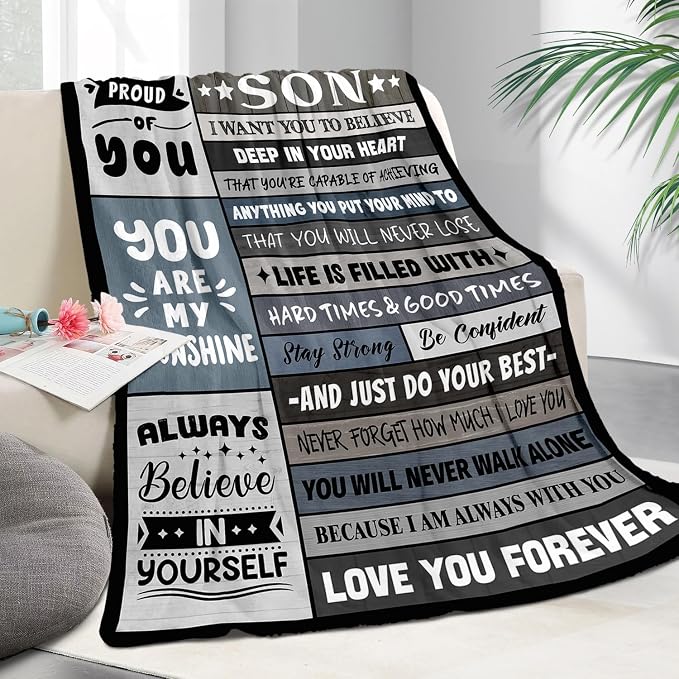 Son Birthday Gifts Ideas from Mom Dad - to My Son Blanket 60"x80" | Soft and Cozy Keepsake Blanket Thoughtful Gift on Christmas Valentines Day Fathers Day Birthday