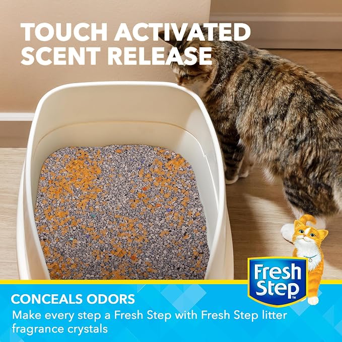 Fresh Step Cat Litter Crystals Deodorizer, Summer Breeze Scent, 30 Oz | Non-toxic crystals, summer breeze scent, odor neutralizing, any litter box