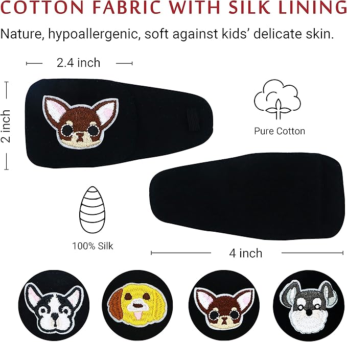 Astropic Cotton & Silk Eye Patch for Kids Glasses (Left Eye, Chihuahua)