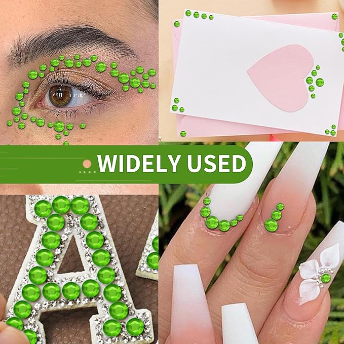 3555pcs Self Adhesive Face Gems for Makeup, Festival Jewels, Hair Gems, Rhinestone Stickers for Face, Eye, Makeup, Nail, Body, Crafts 5sheets (green-3/4/5/6/8mm)