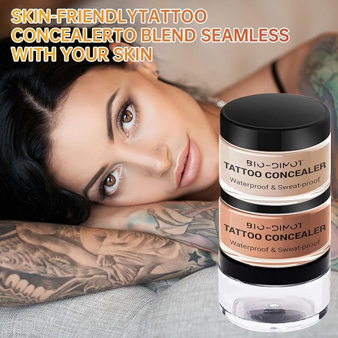 Tattoo Cover Up Makeup - Waterproof Full Coverage Body Foundation, Long-Lasting Waterproof Concealer for Tattoos, Scars & Birthmarks, Natural Skin Tone Match, 0.68oz