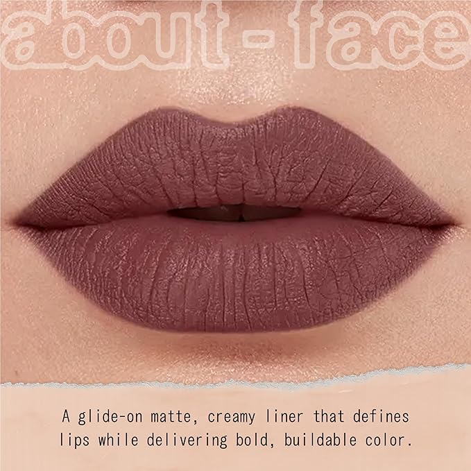 about-face Matte Fix Lip Pencil Paper Romance – Long-Wear, Creamy Matte Lip Liner with Hyaluronic Acid & Vitamins C & E – Vegan, Cruelty-Free, Clean Beauty – 0.042 oz (Rosewood)