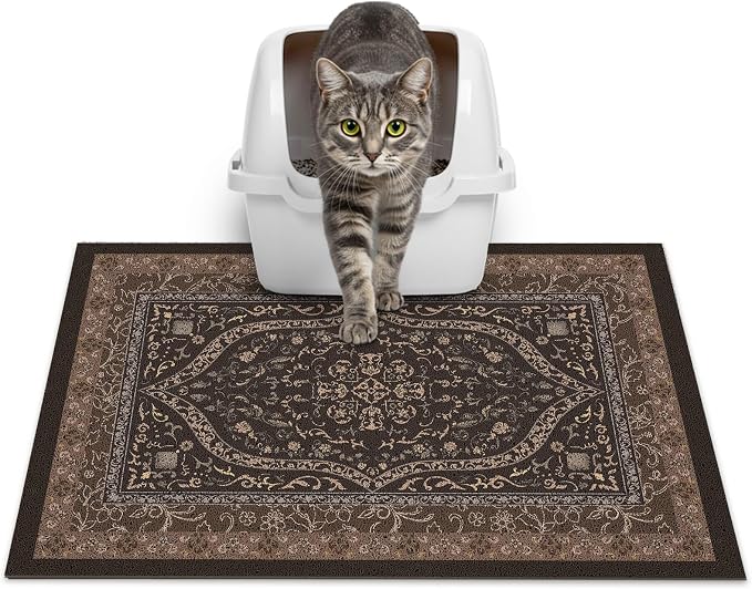 Glittme Cat Litter Mat, 24"x15" Non-Slip Washable Trapping Mat for Cats | Litter Trapping Mat With Thick PVC Coil To Catch Scatter, Soft On Paws And Waterproof Bottom To Protect Floors