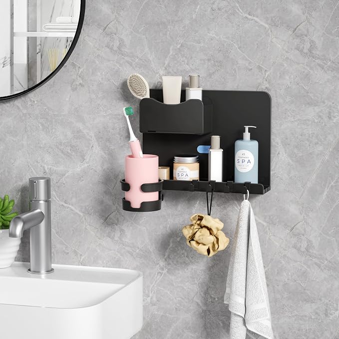Floating Shelves for Bedside Shelf, Stick On Accessories Organizer, Wall Mount Shelf, Cute Room Decor Aesthetic, Girls Room Decor, Cool Stuff for Bedroom Storage and Organization