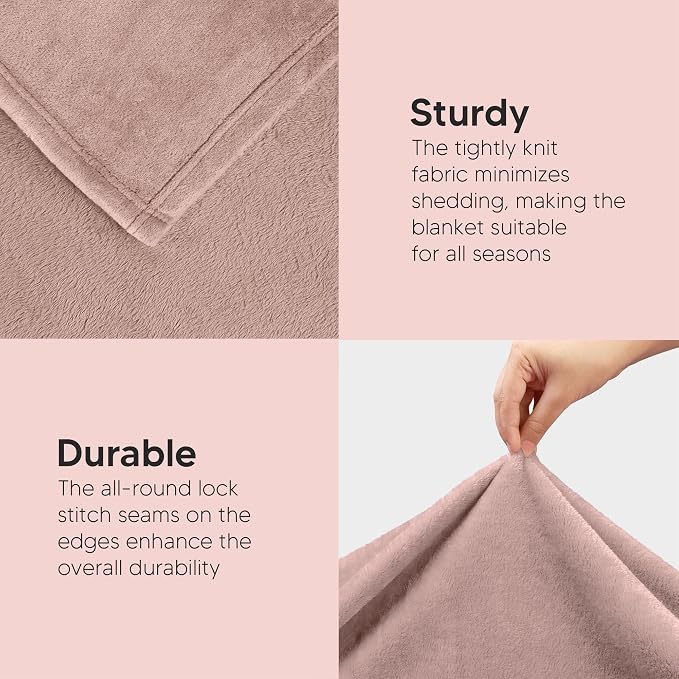 Utopia Bedding Soft Fleece Bed Blanket Throw Size Rose Pink (50x60 Inch) | Microfiber Plush Warm Lightweight Breathable Cozy Blanket Anti-Static, All Season Use, Gift for Women and Men