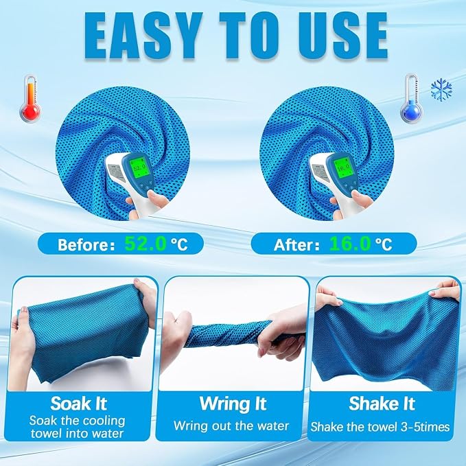 4 Pack Cooling Towels (40"x12"), Cooling Towels for Neck and Face, Gym Towel for Working Out, Soft Breathable Microfiber Ice Towel for Yoga Sport Running (Pink, Green, Light Gray, Light Blue)